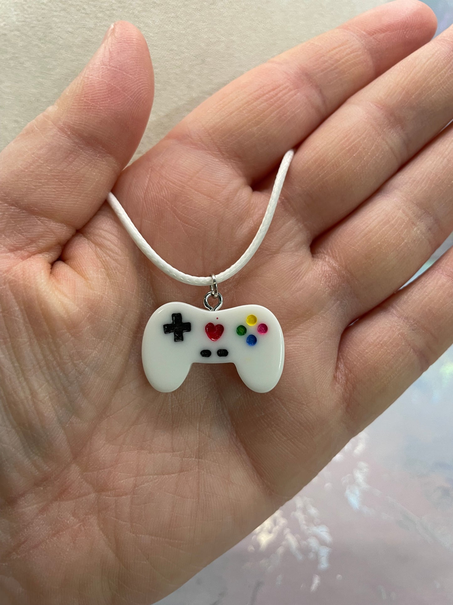 Video Game Controller Pendant Necklace- White Cord