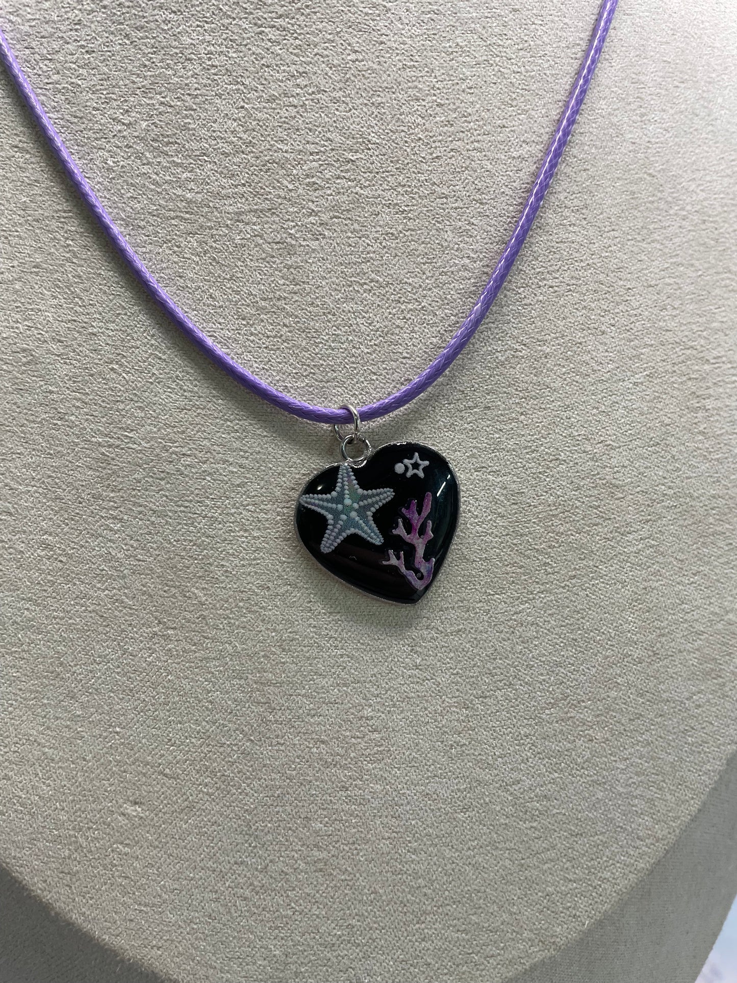 Collier Coeur Océanique- Corde mauve