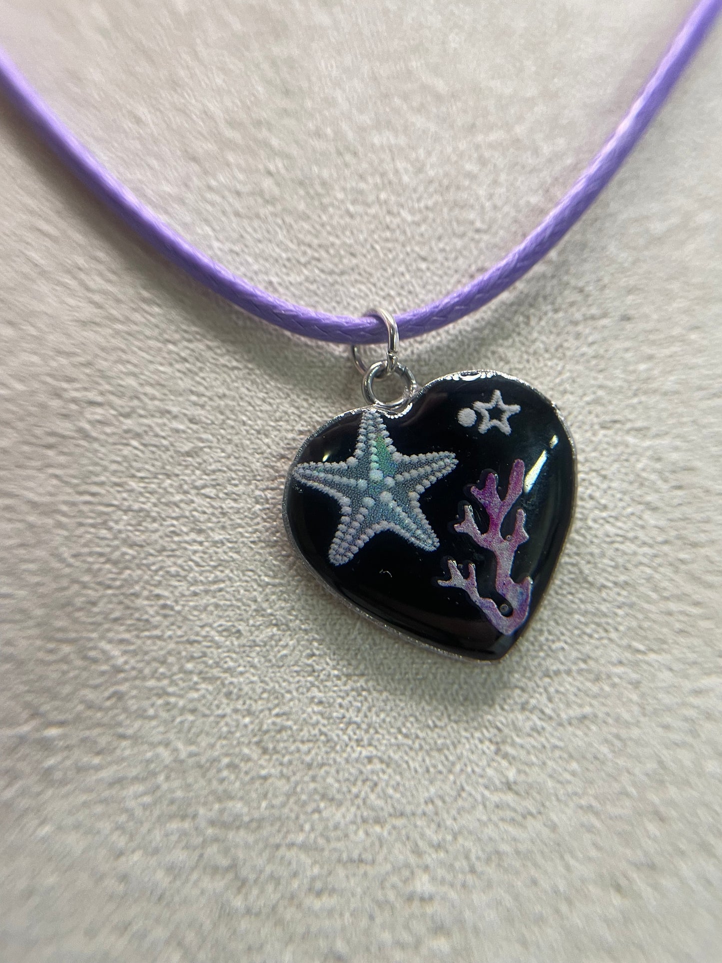 Collier Coeur Océanique- Corde mauve