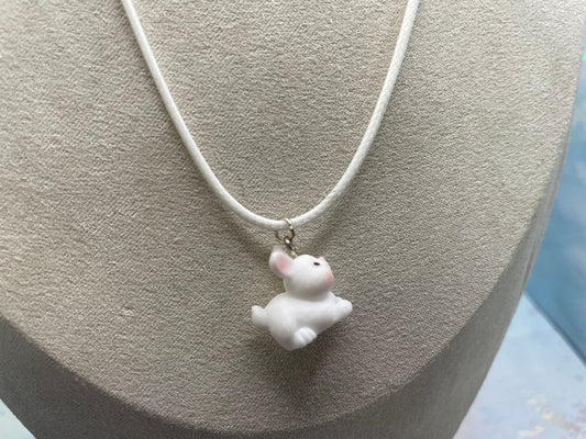 Collier Lapin Blanc-17''Corde Blanche