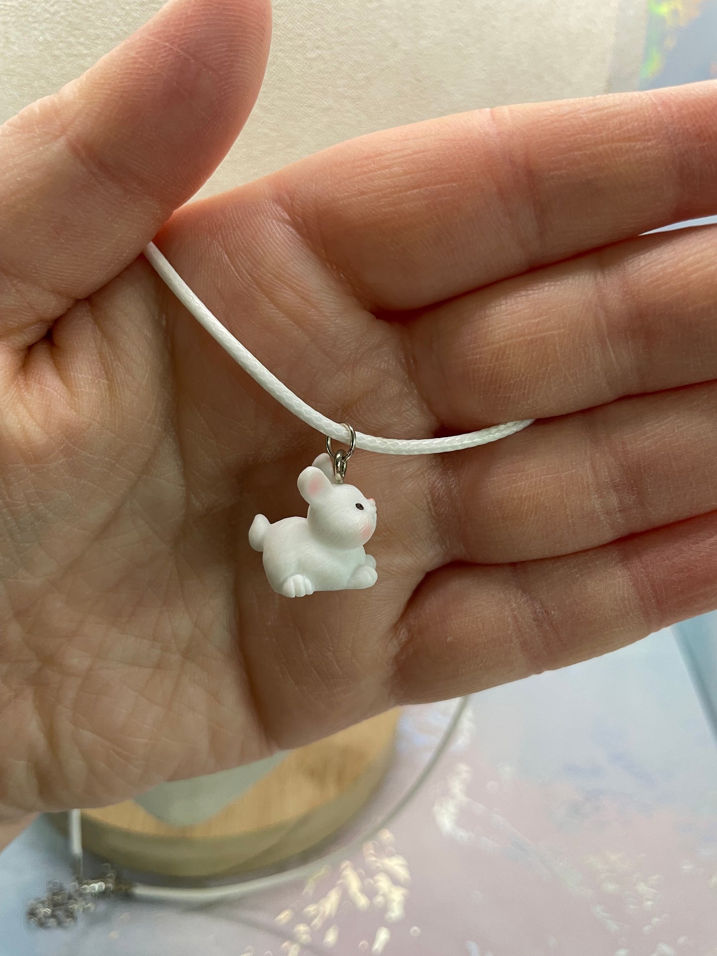 Collier Lapin Blanc-17''Corde Blanche