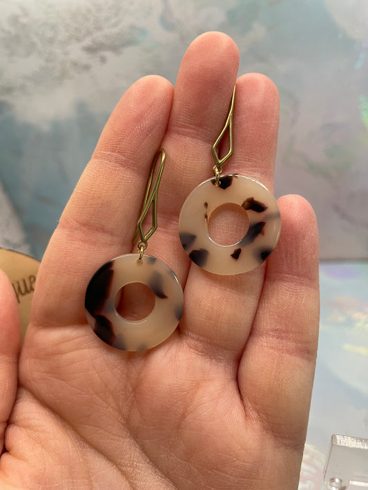 Round Tortoise Earrings  - NICKEL FREE