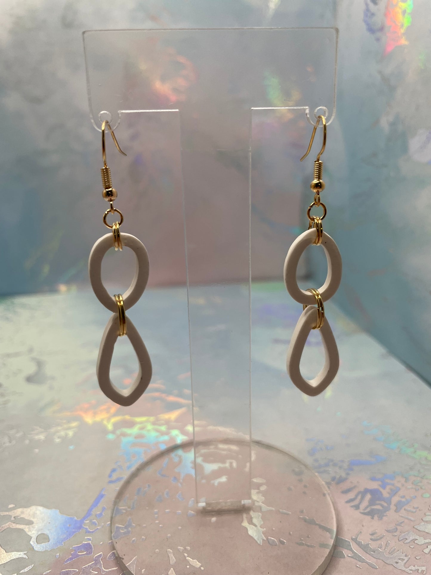 Boucles d'oreilles Ovales Argile Blanche Pendante