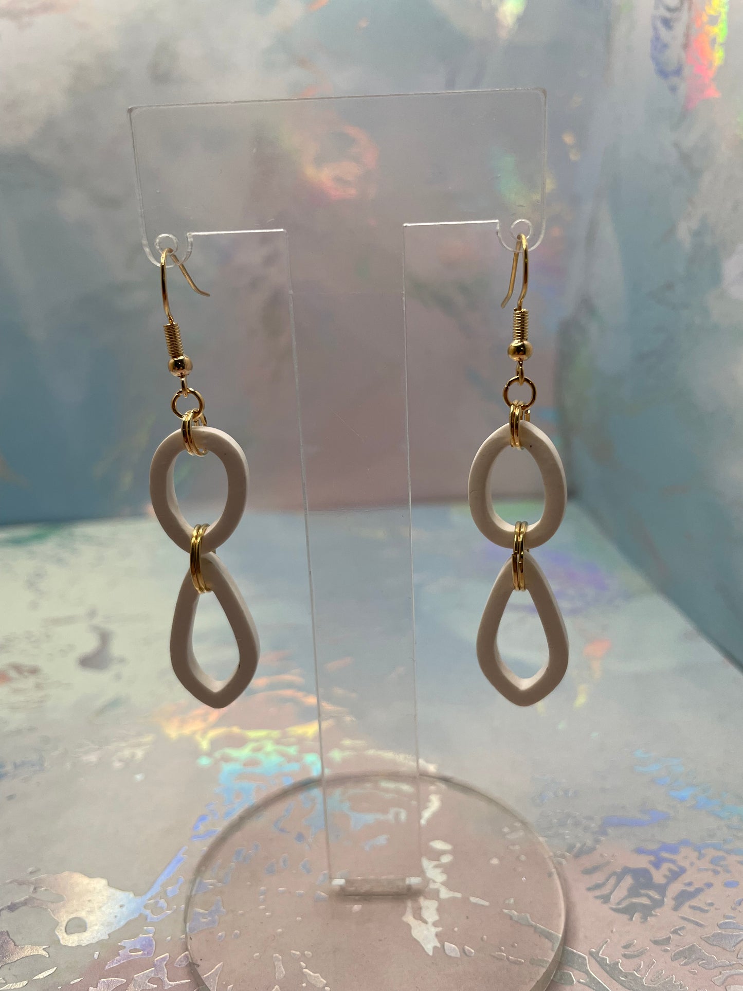 Boucles d'oreilles Ovales Argile Blanche Pendante