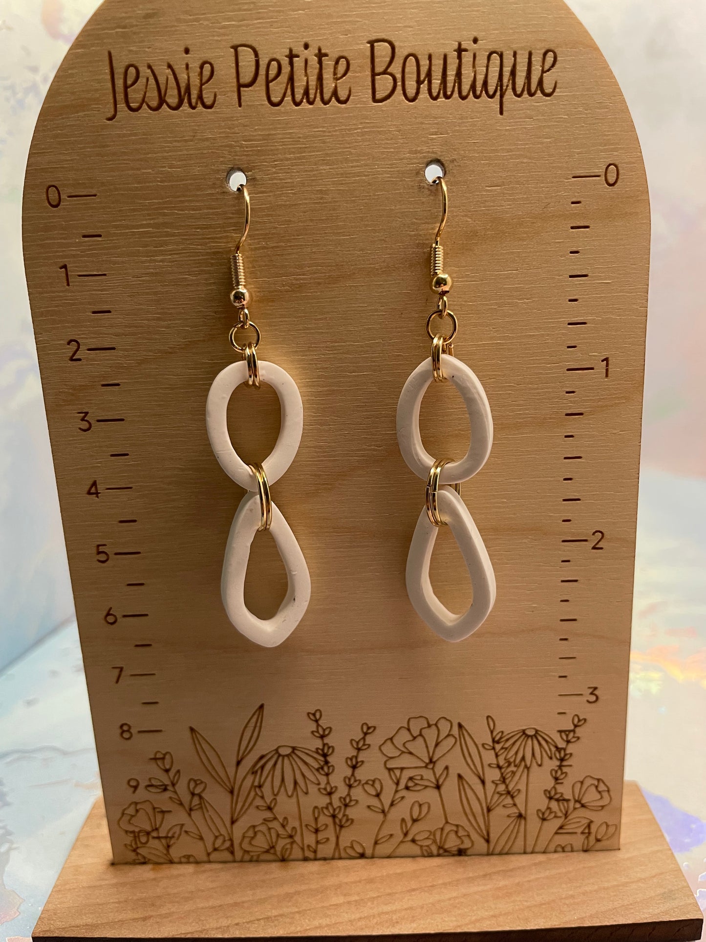 Boucles d'oreilles Ovales Argile Blanche Pendante