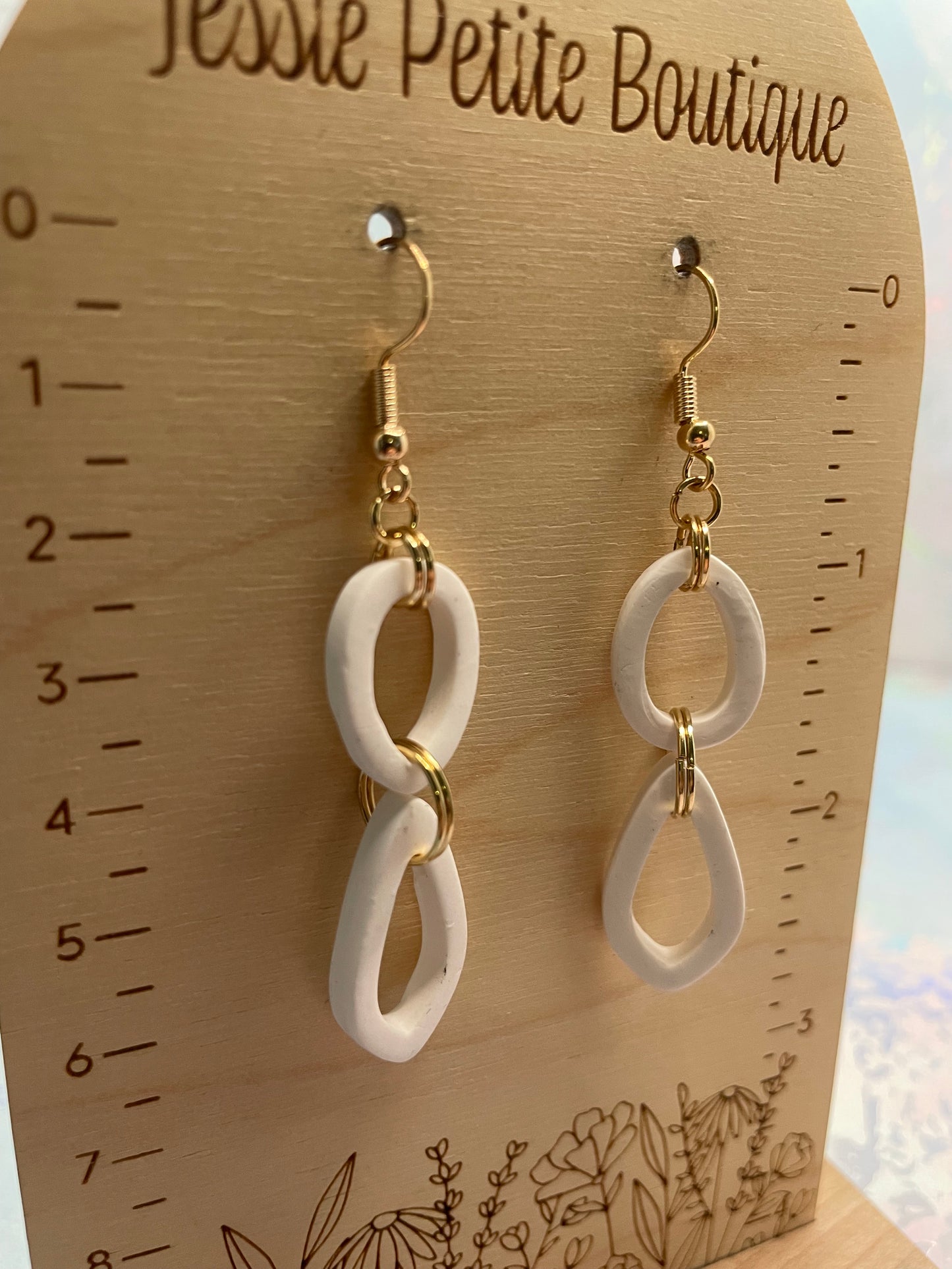 Boucles d'oreilles Ovales Argile Blanche Pendante