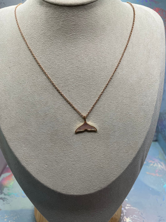 Rose Gold Whale Tail Necklace-20''Stainless Steel