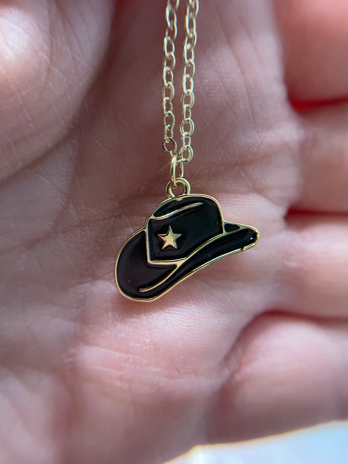 Collier Chapeau de Cowboy Noir et or-18'' 