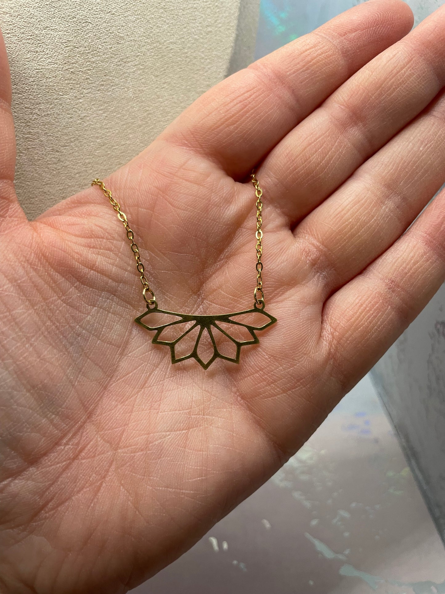 Collier lotus or-19'' Sans Nickel+Acier Inoxydable