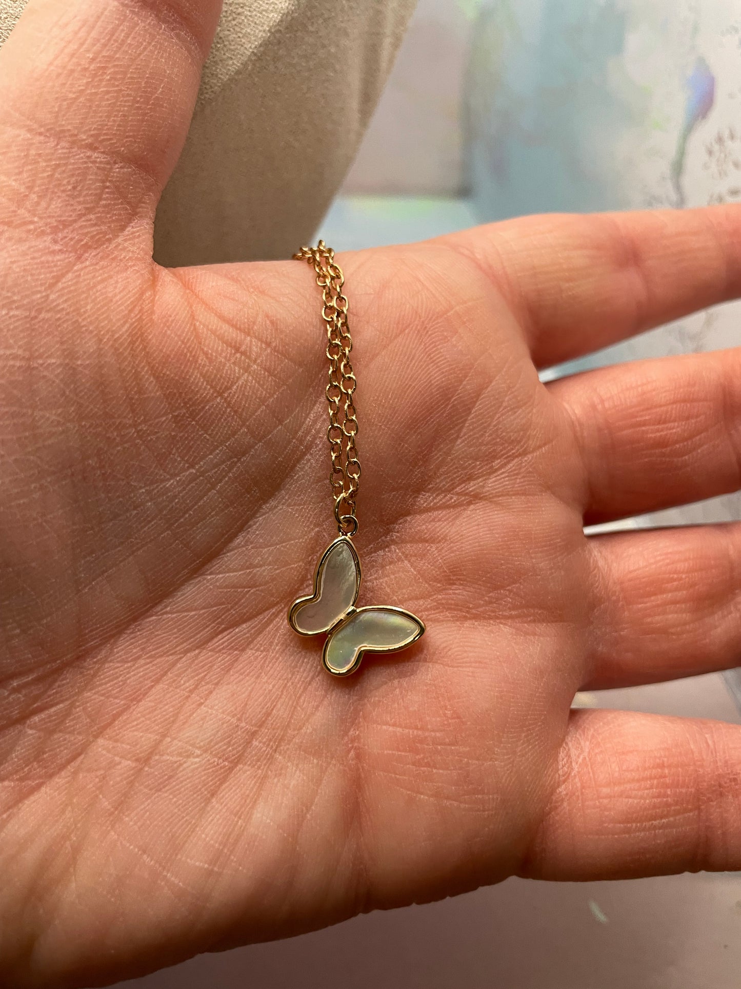 Collier Papillon en Coquillage-18''