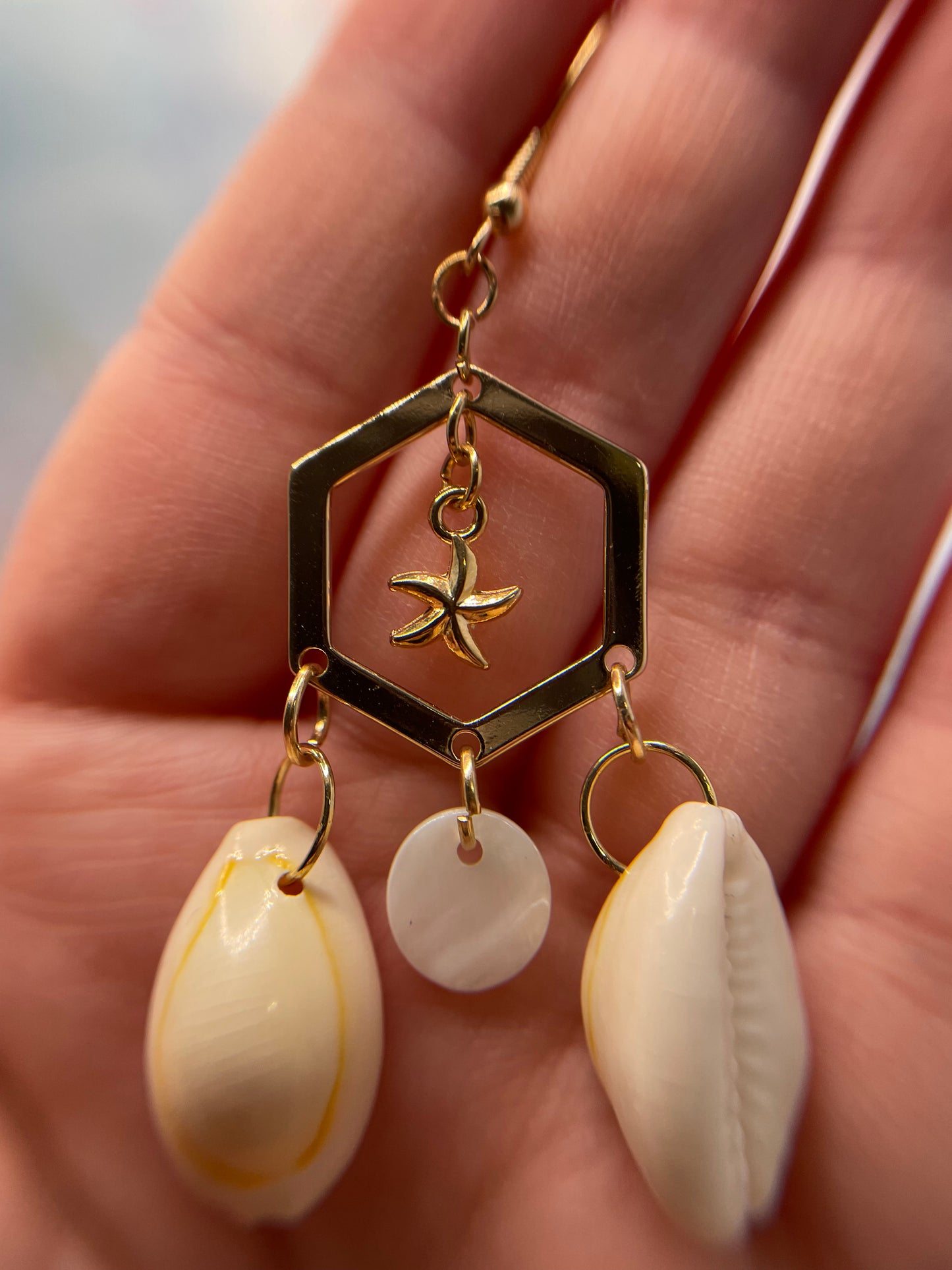 Boucles d'oreilles pendantes en coquillage