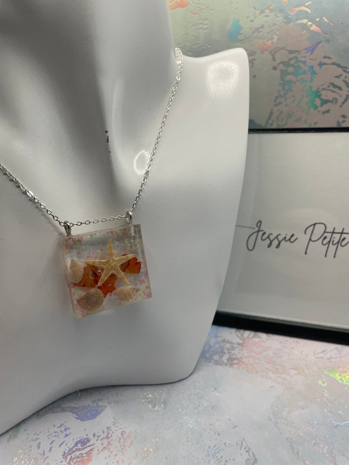 Collier étoile de mer carré – 20''Acier Inoxydable+Sans Nickel