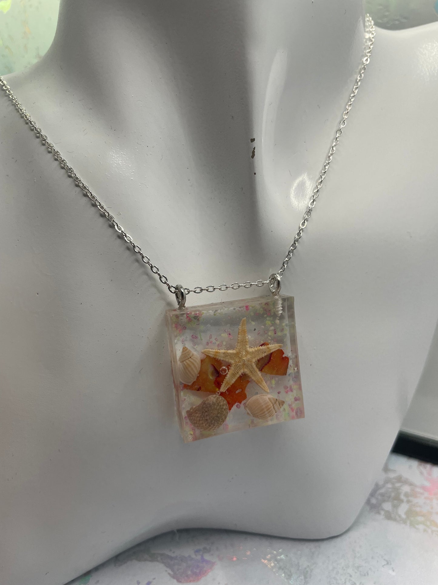 Collier étoile de mer carré – 20''Acier Inoxydable+Sans Nickel