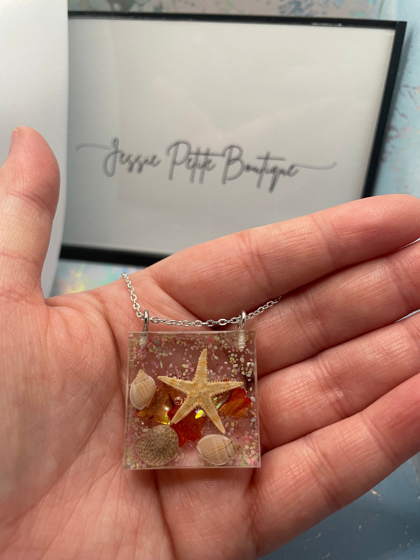 Collier étoile de mer carré – 20''Acier Inoxydable+Sans Nickel