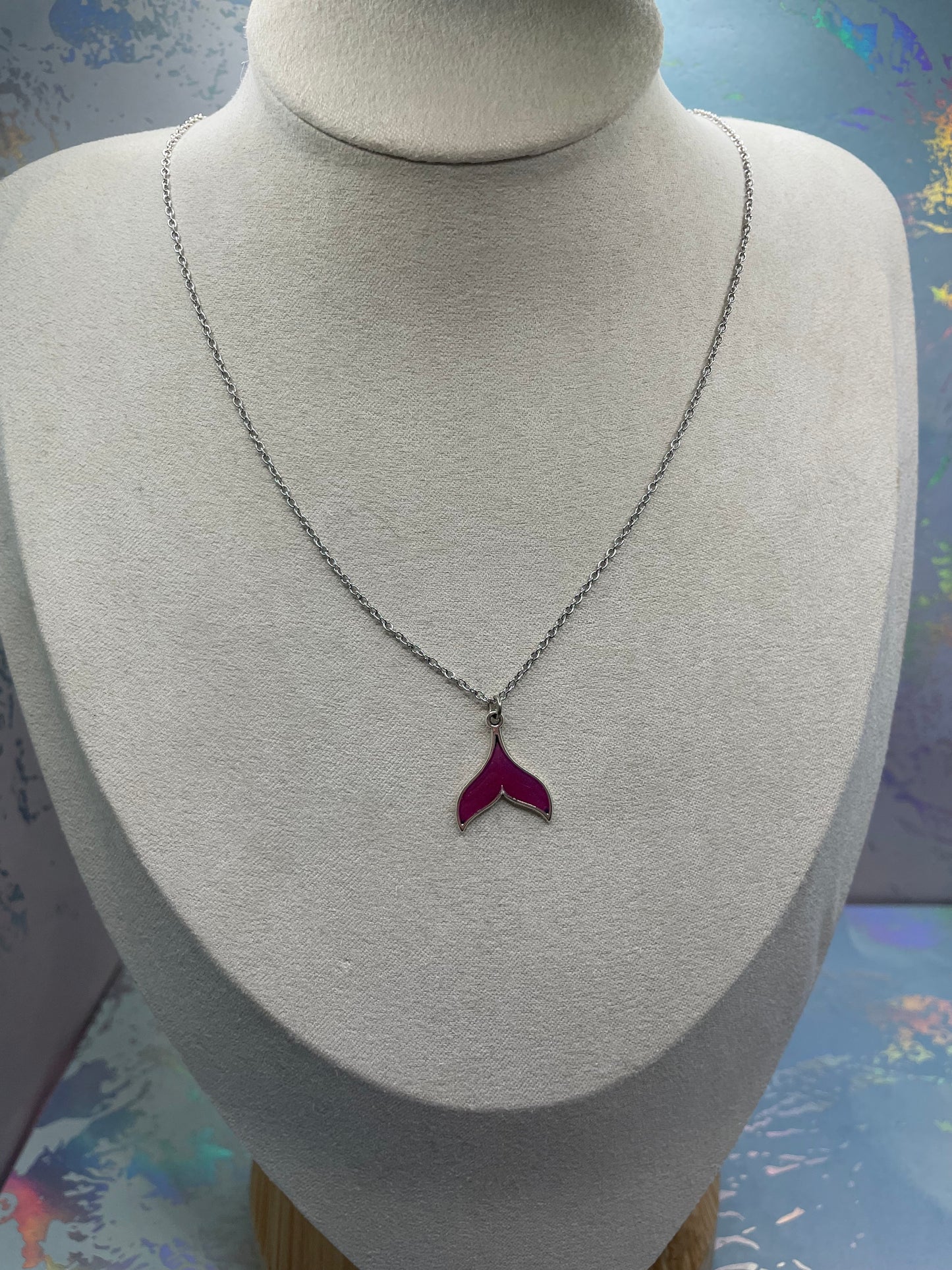 Collier Queue de Sirene Mauve-Sans Nickel+Acier Inoxydable