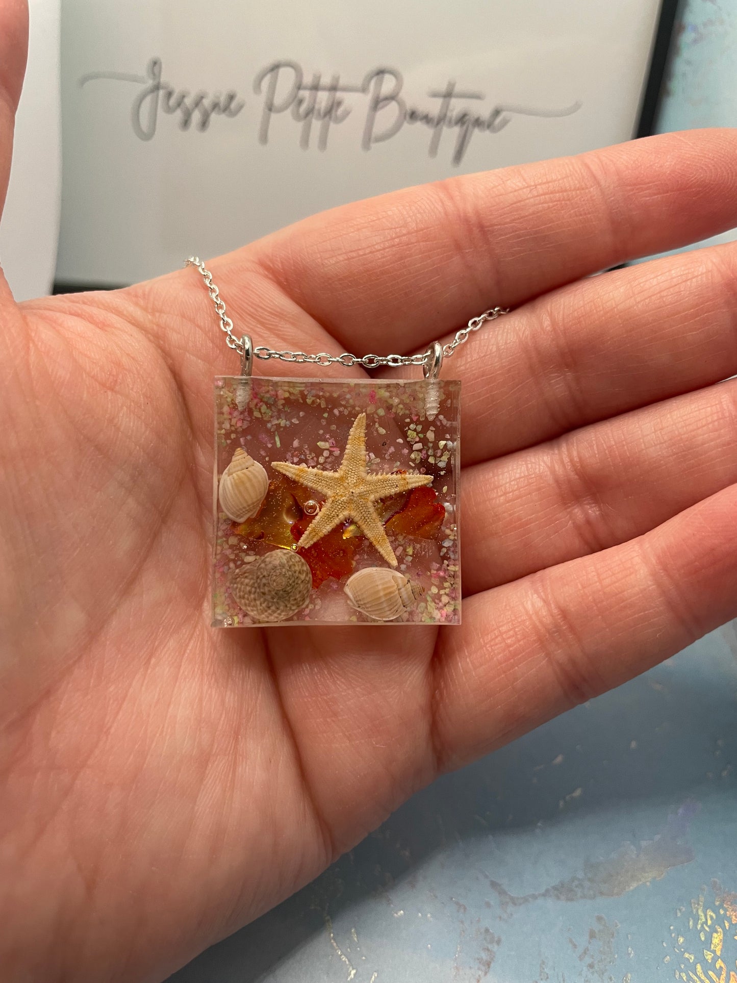 Collier étoile de mer carré – 20''Acier Inoxydable+Sans Nickel