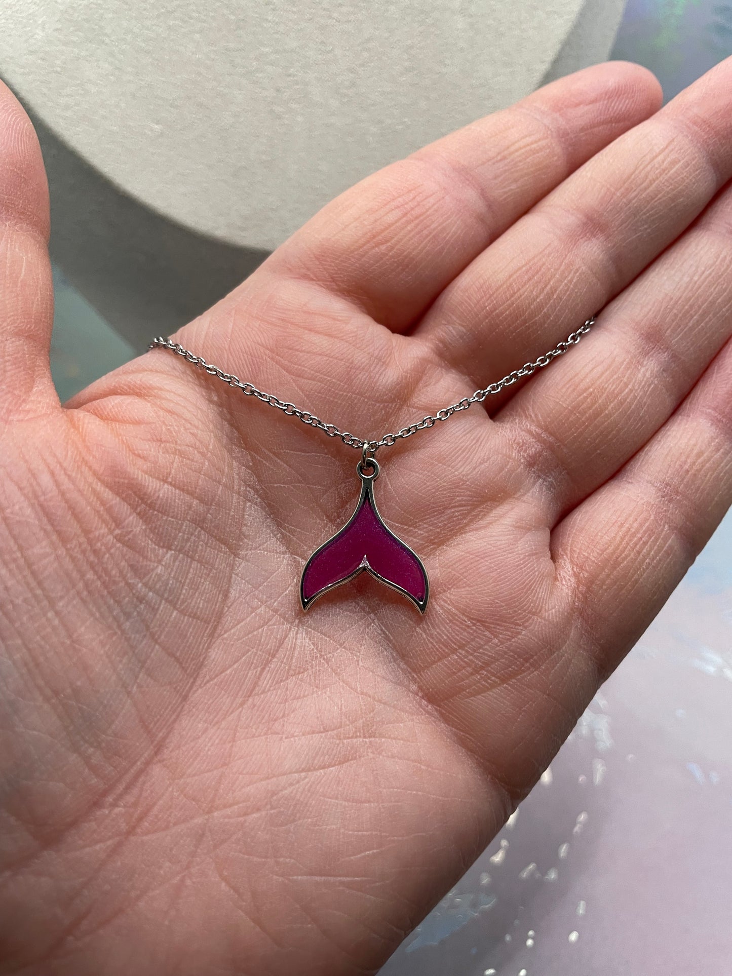 Collier Queue de Sirene Mauve-Sans Nickel+Acier Inoxydable