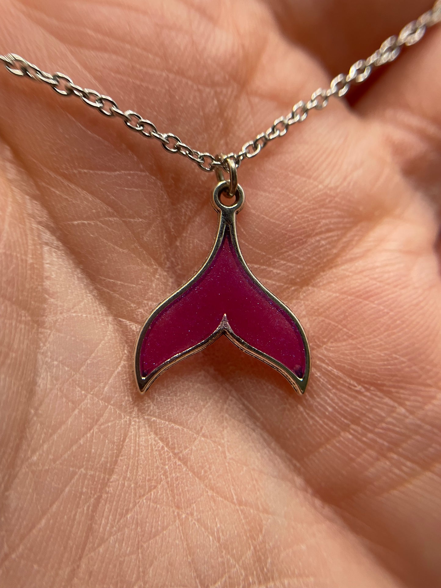 Collier Queue de Sirene Mauve-Sans Nickel+Acier Inoxydable