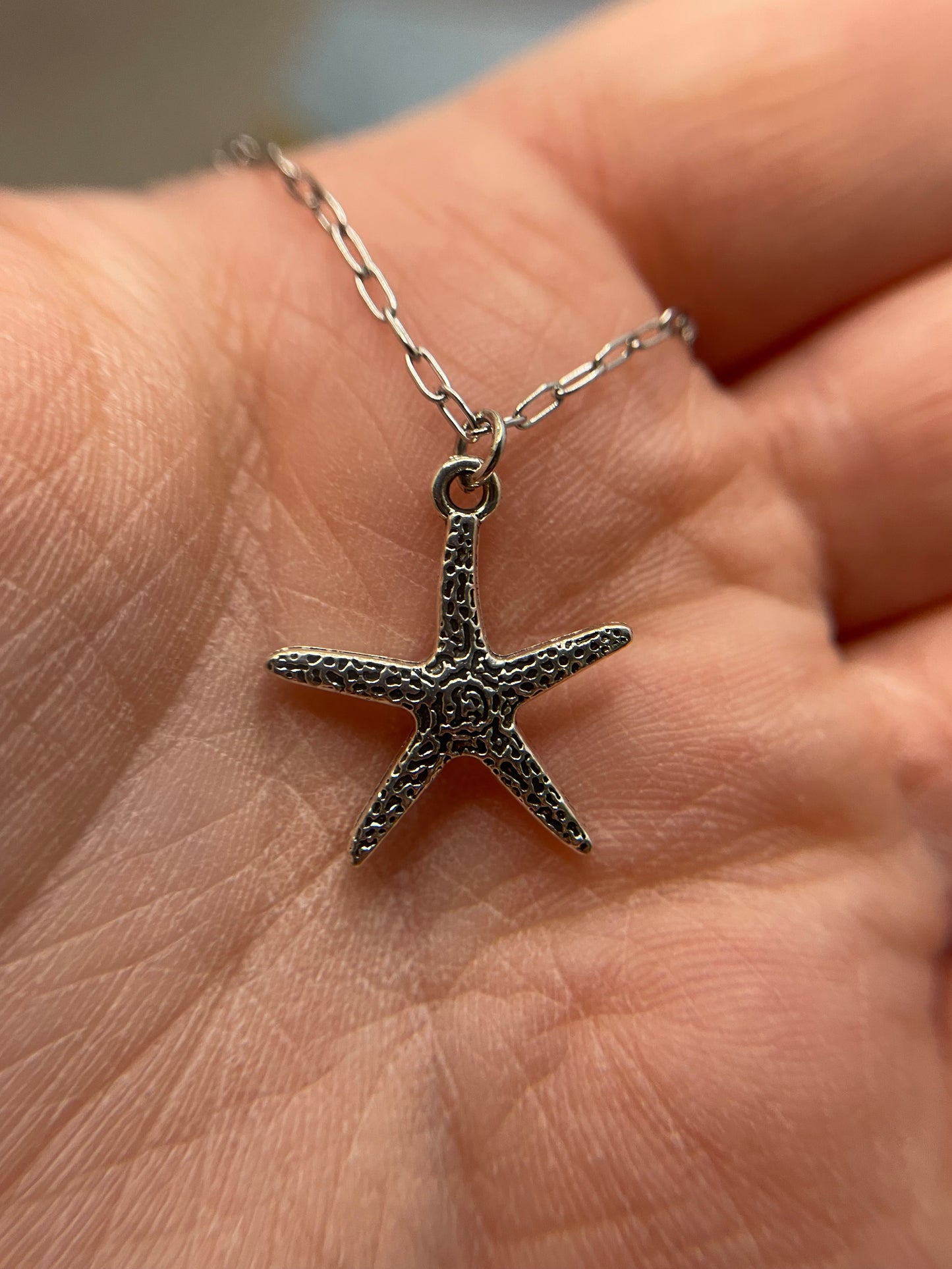 Collier étoile de mer argentée-18'' Acier Inoxydable