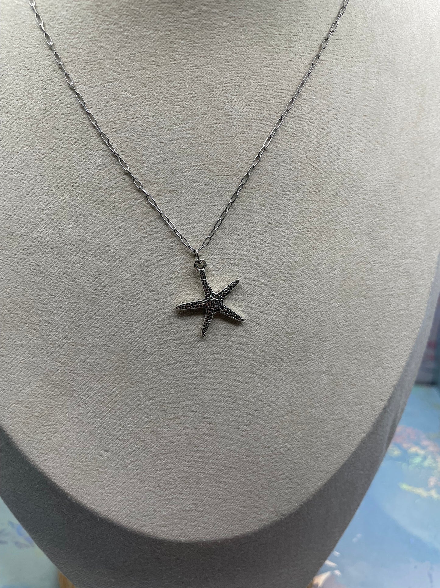 Collier étoile de mer argentée-18'' Acier Inoxydable