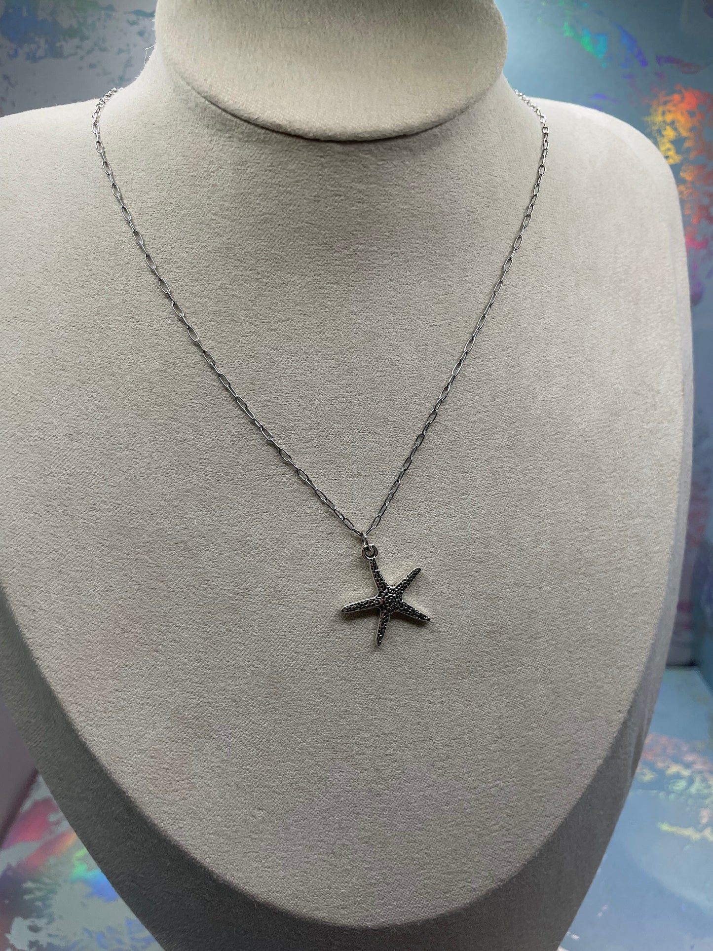 Collier étoile de mer argentée-18'' Acier Inoxydable