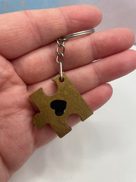 Puzzle Piece Heart Keychain