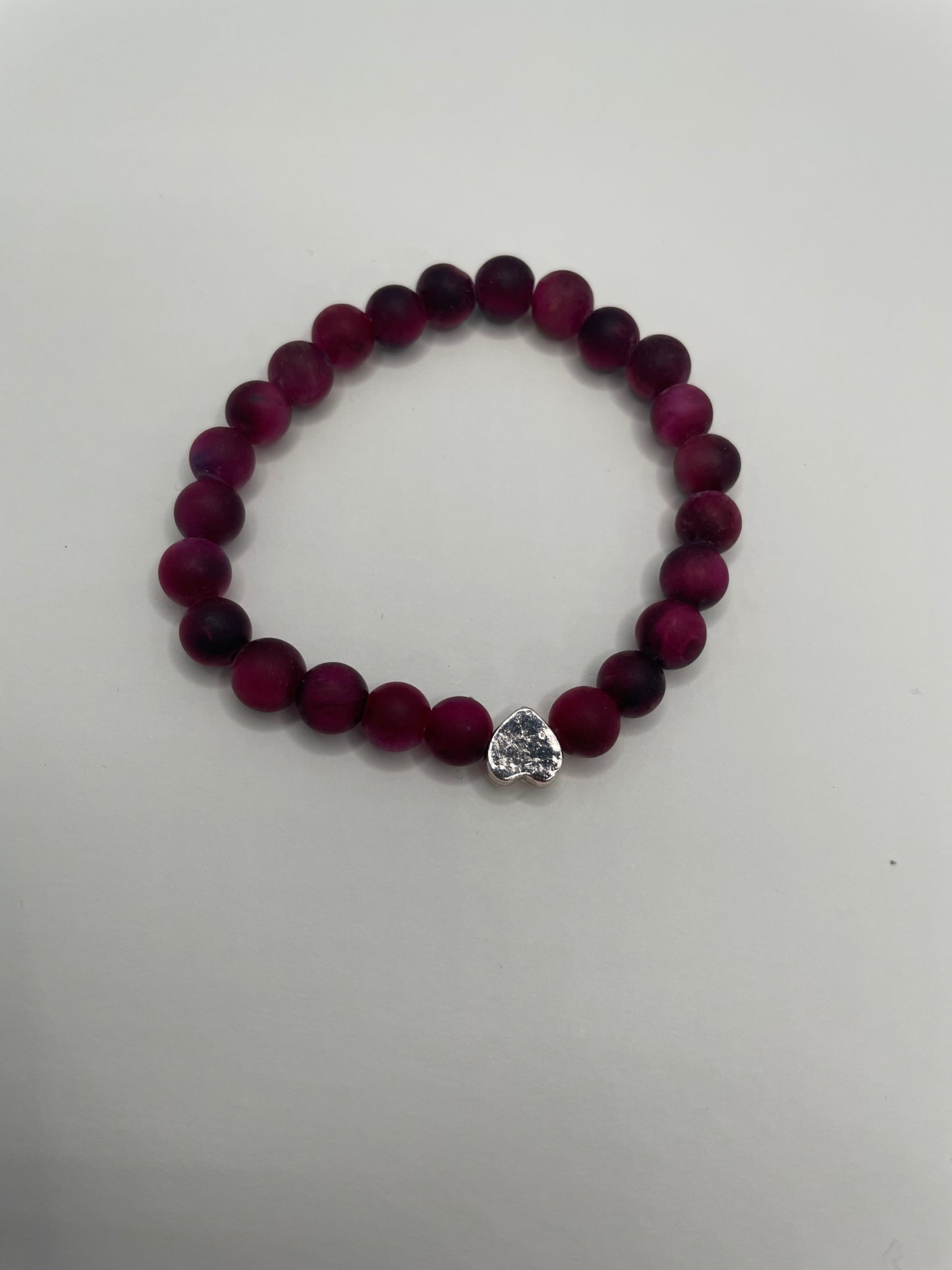 Bracelet avec Billes Bourgogne + Cœur