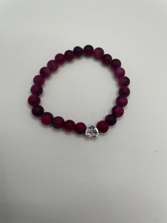 Bracelet avec Billes Bourgogne + Cœur