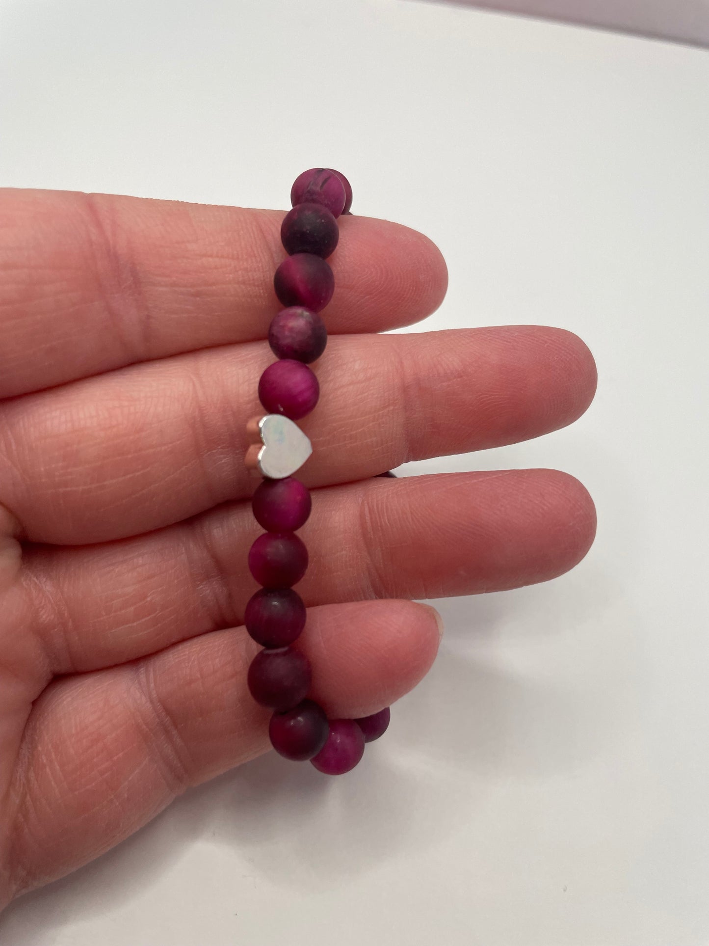 Bracelet avec Billes Bourgogne + Cœur