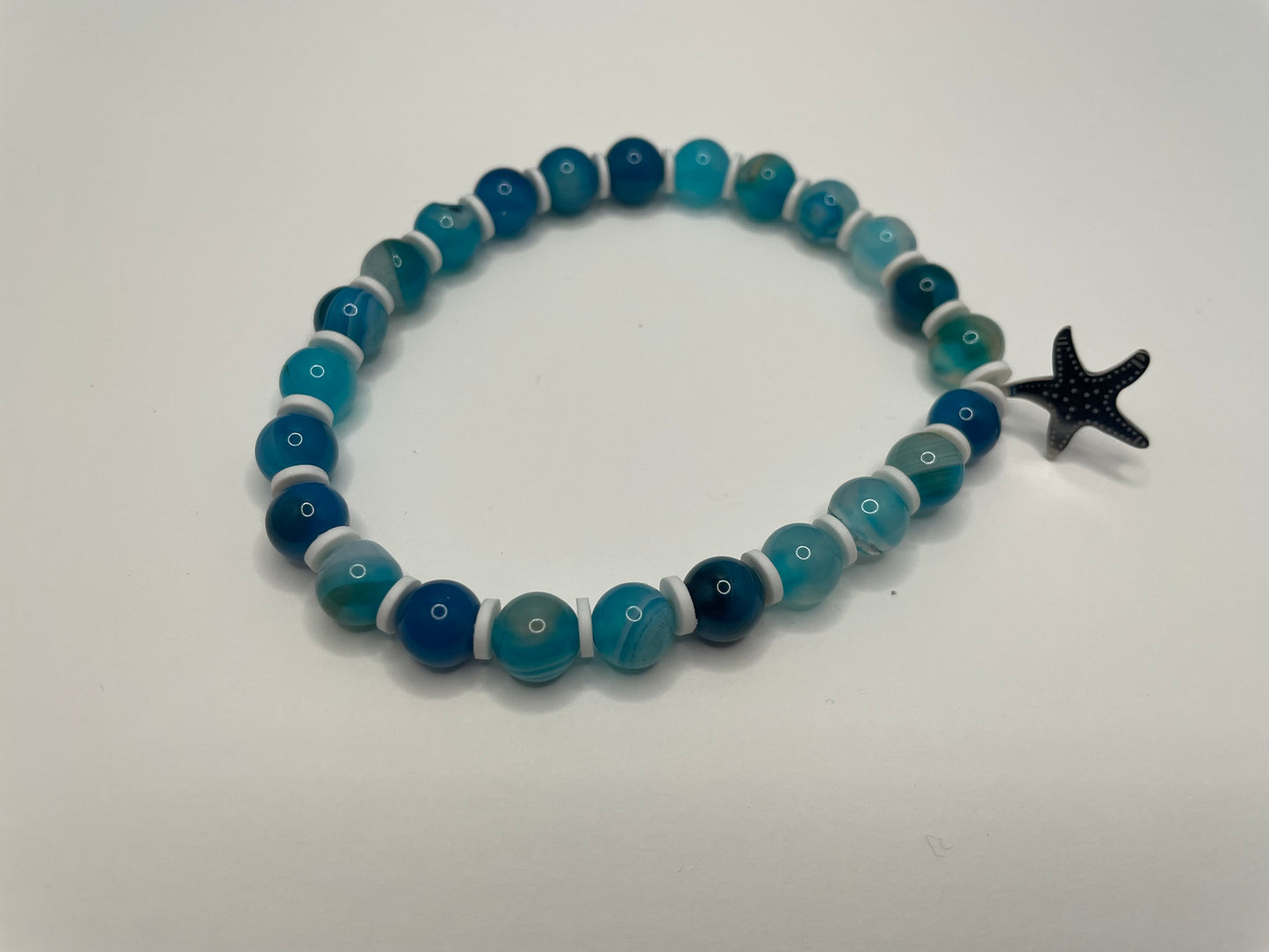 Bracelet Billes Bleues avec Étoile de Mer