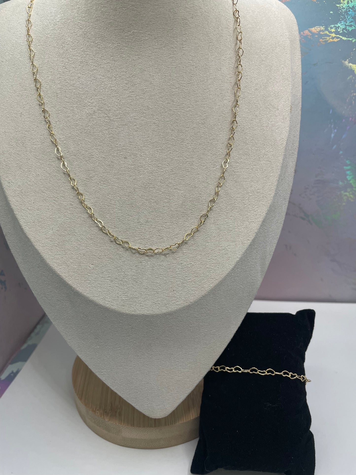 Gold Heart Chain Set-Nickel Free