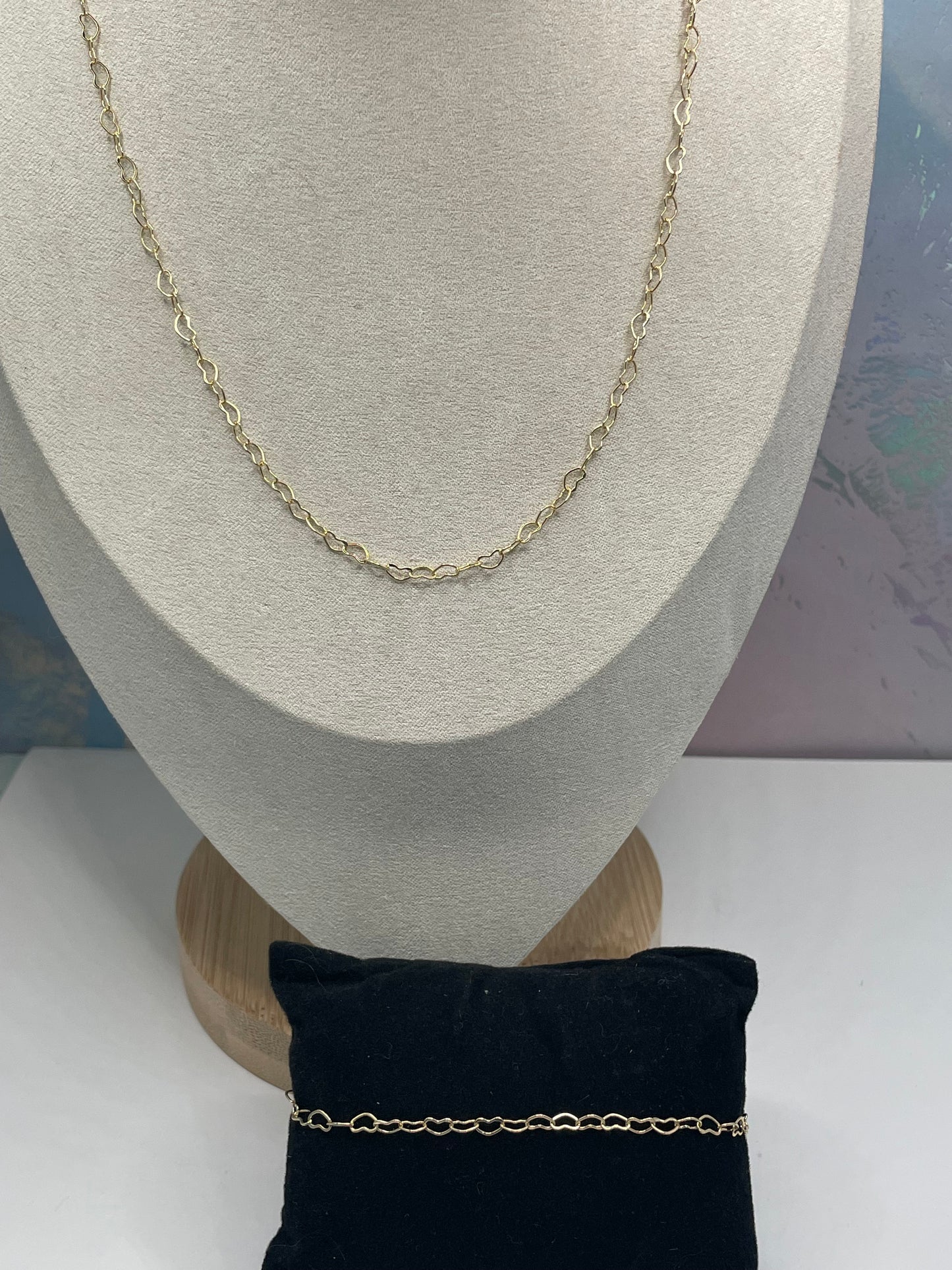 Gold Heart Chain Set-Nickel Free