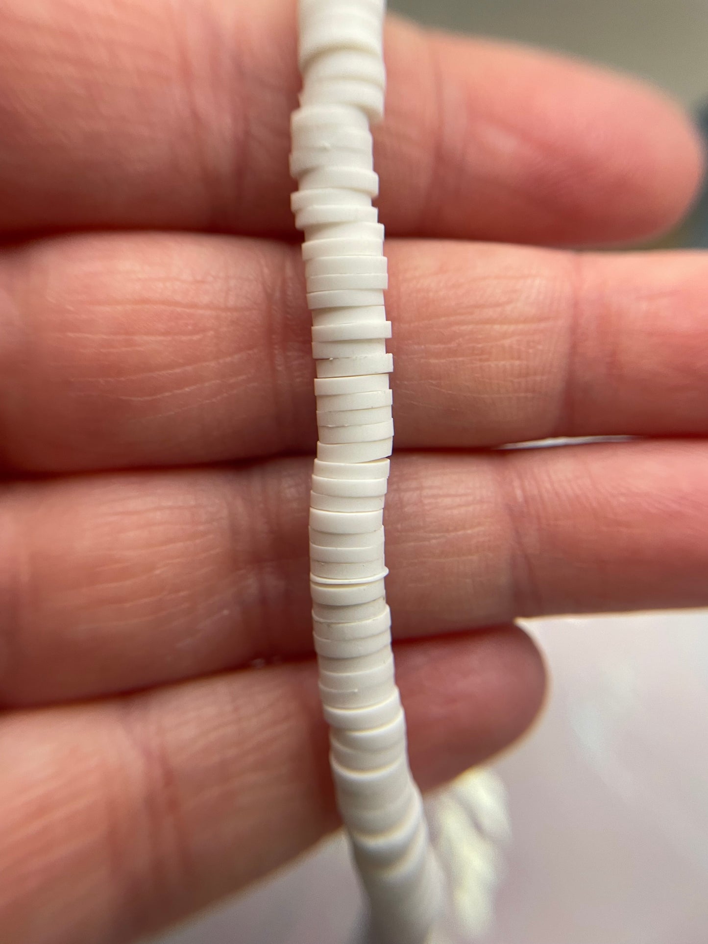 White Simplicity – Polymer Clay Beaded Necklace