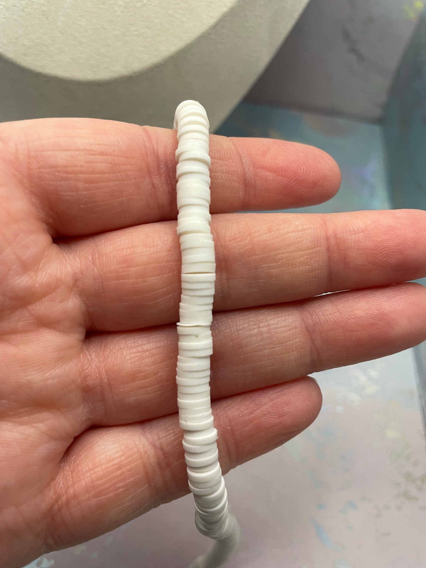 White Simplicity – Polymer Clay Beaded Necklace