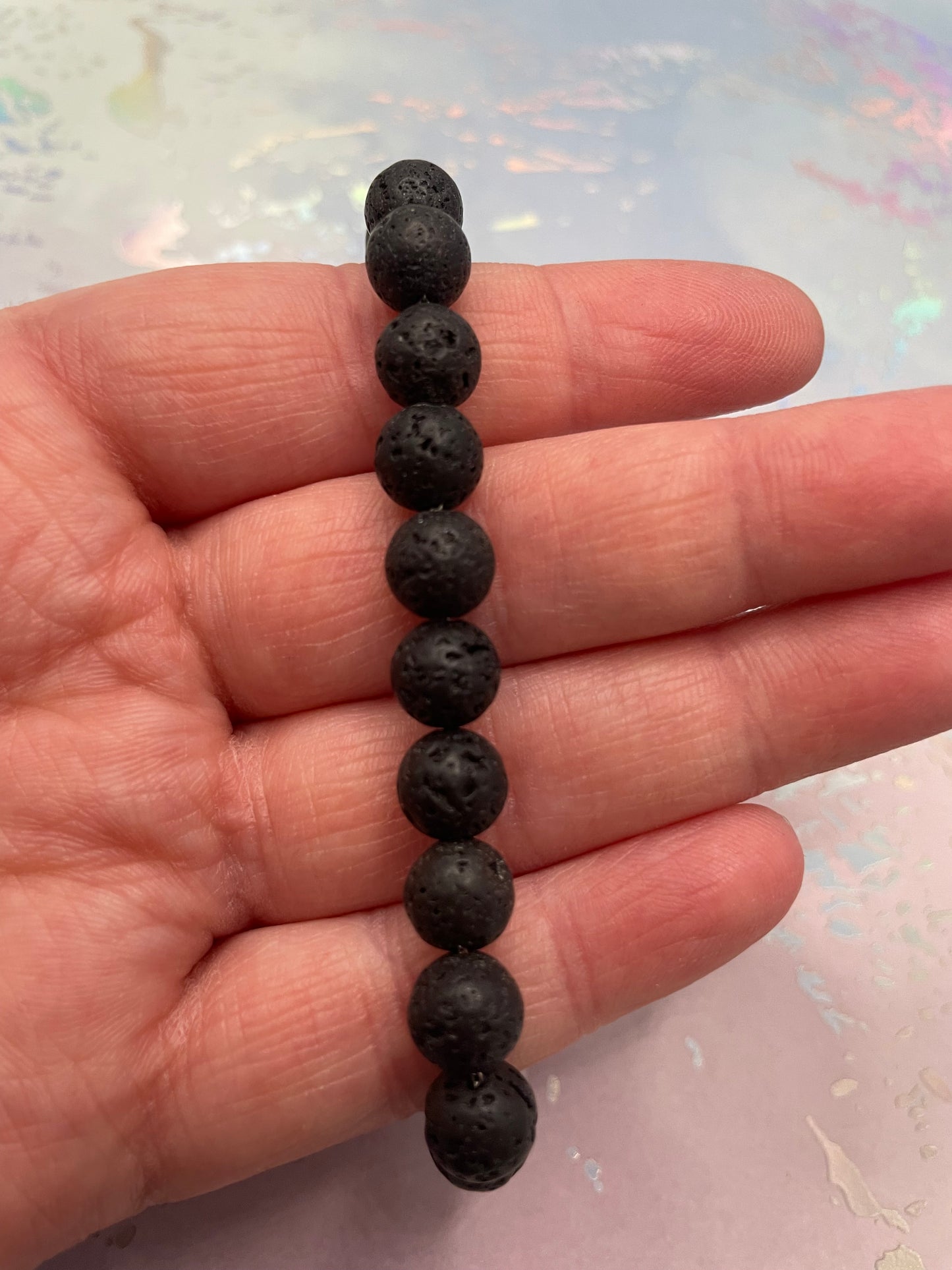 Ensemble Collier et Bracelet en Pierre de Lave Noire