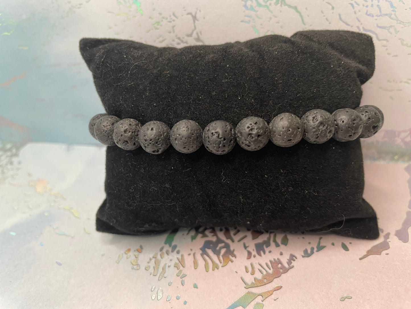 Ensemble Collier et Bracelet en Pierre de Lave Noire