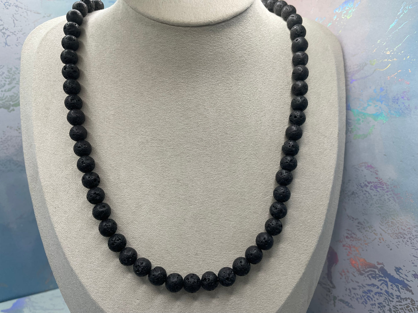 Ensemble Collier et Bracelet en Pierre de Lave Noire