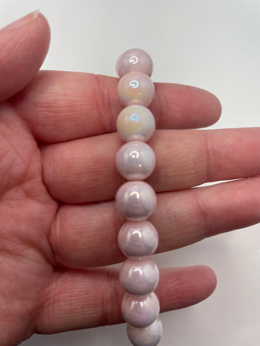 Bracelet grosses perles roses