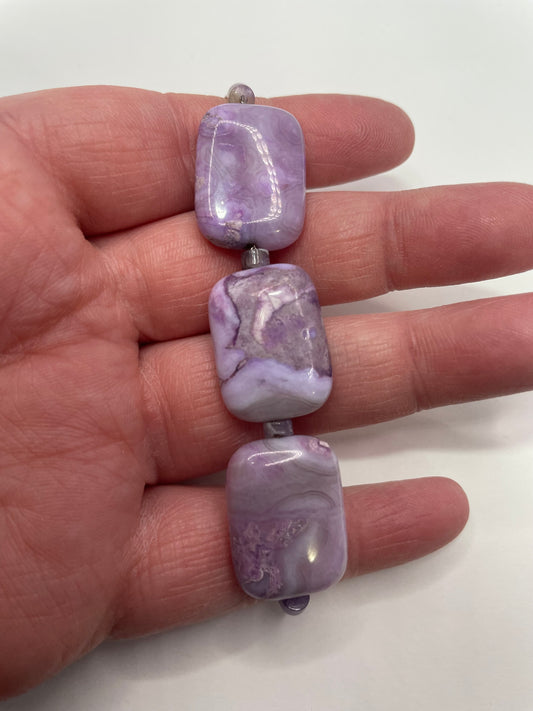 Bracelet 3 pierres mauves