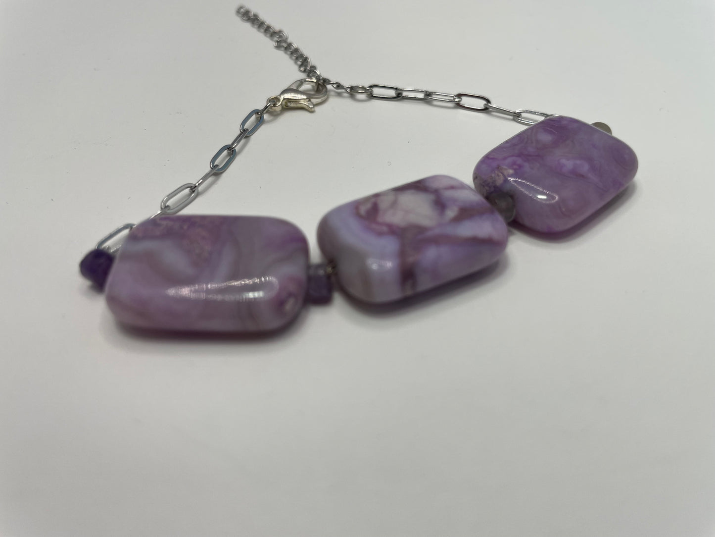 Bracelet 3 pierres mauves