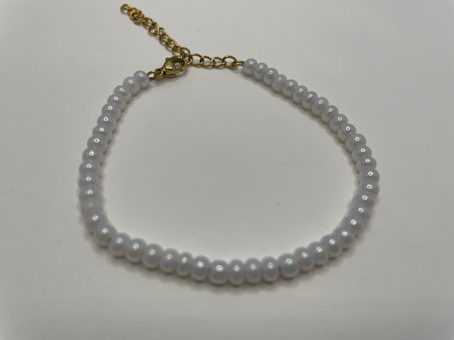 Bracelet perles de rocaille tchèques blanche