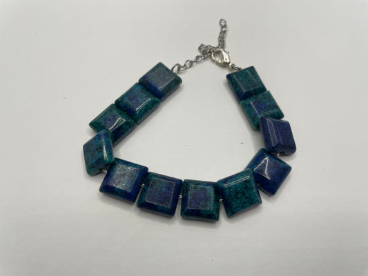 Bracelet Pierre Carre Bleu + Vert 