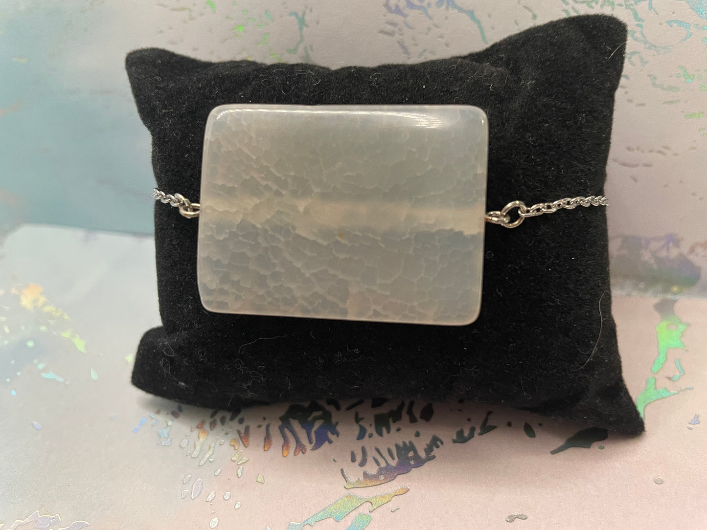 Ensemble collier et bracelet en pierre bleue