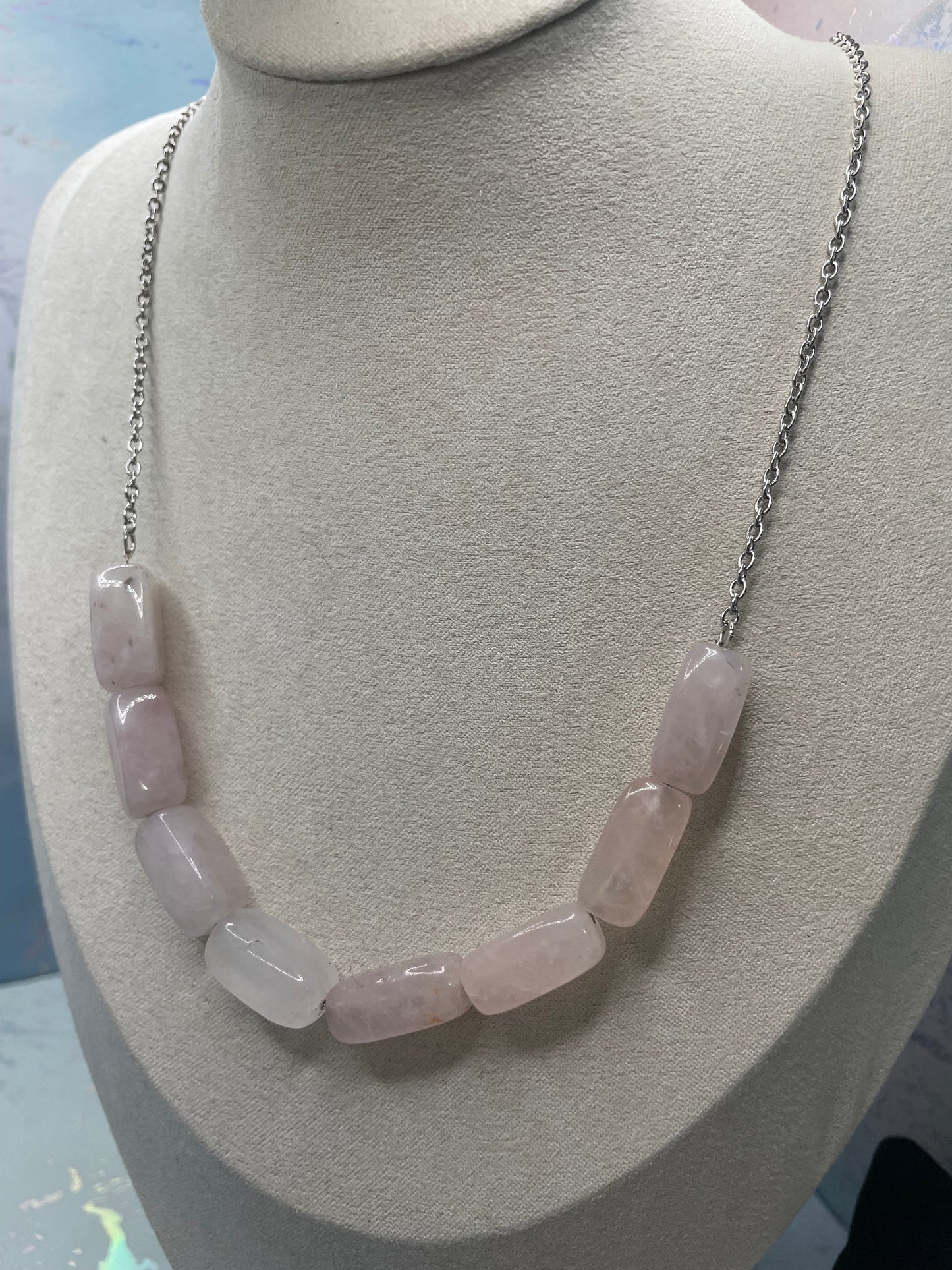 Ensemble Collier et Bracelet en Quartz Rose