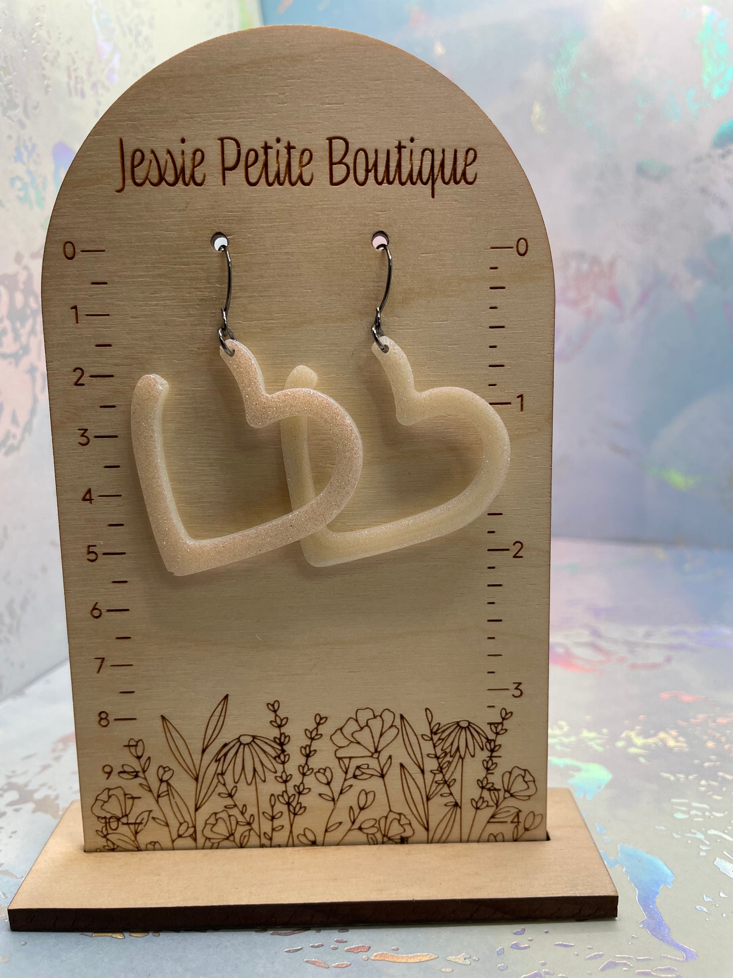 Grosses Boucles d'oreilles cœur blanc scintillant pendant