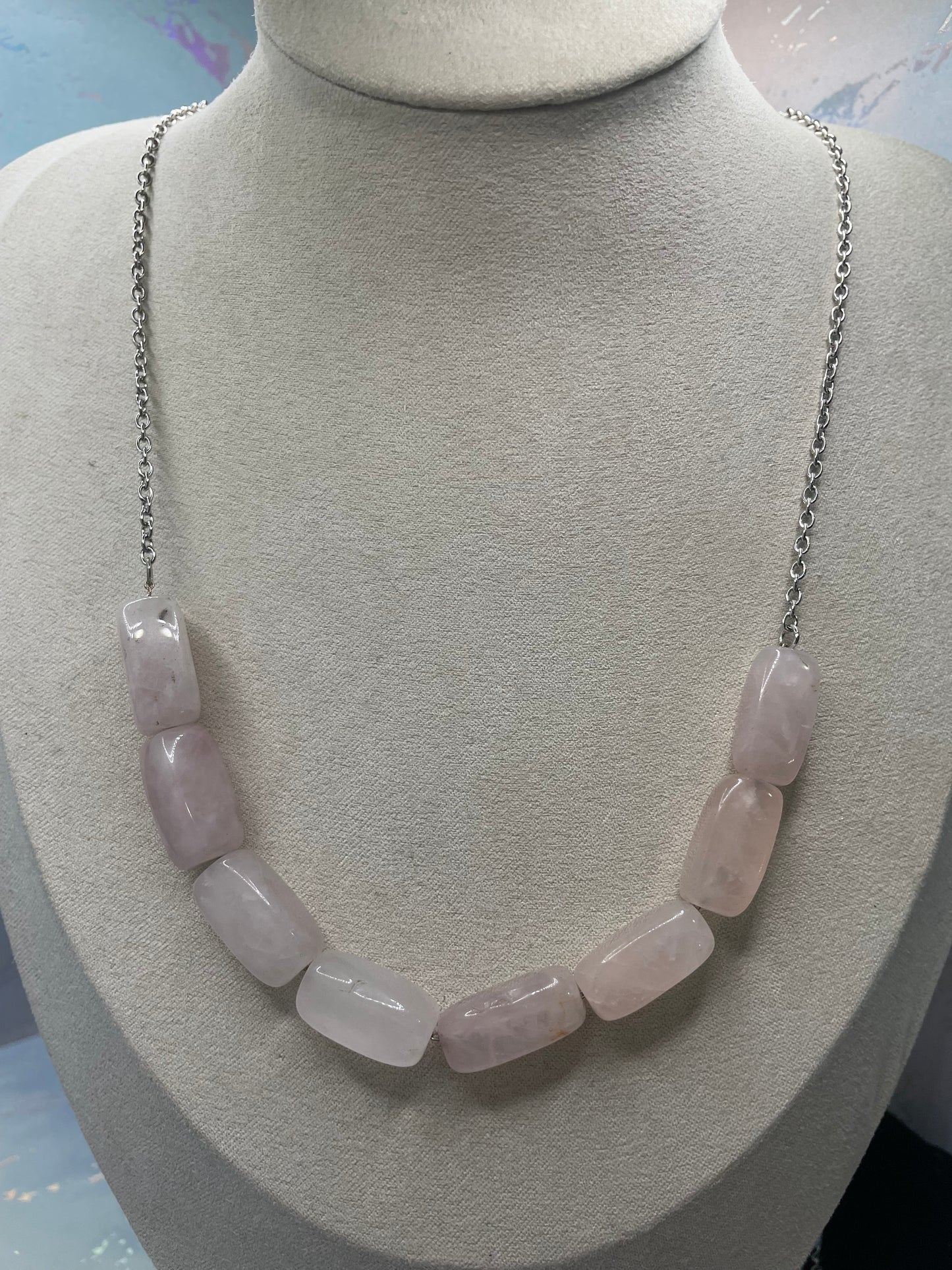 Ensemble Collier et Bracelet en Quartz Rose