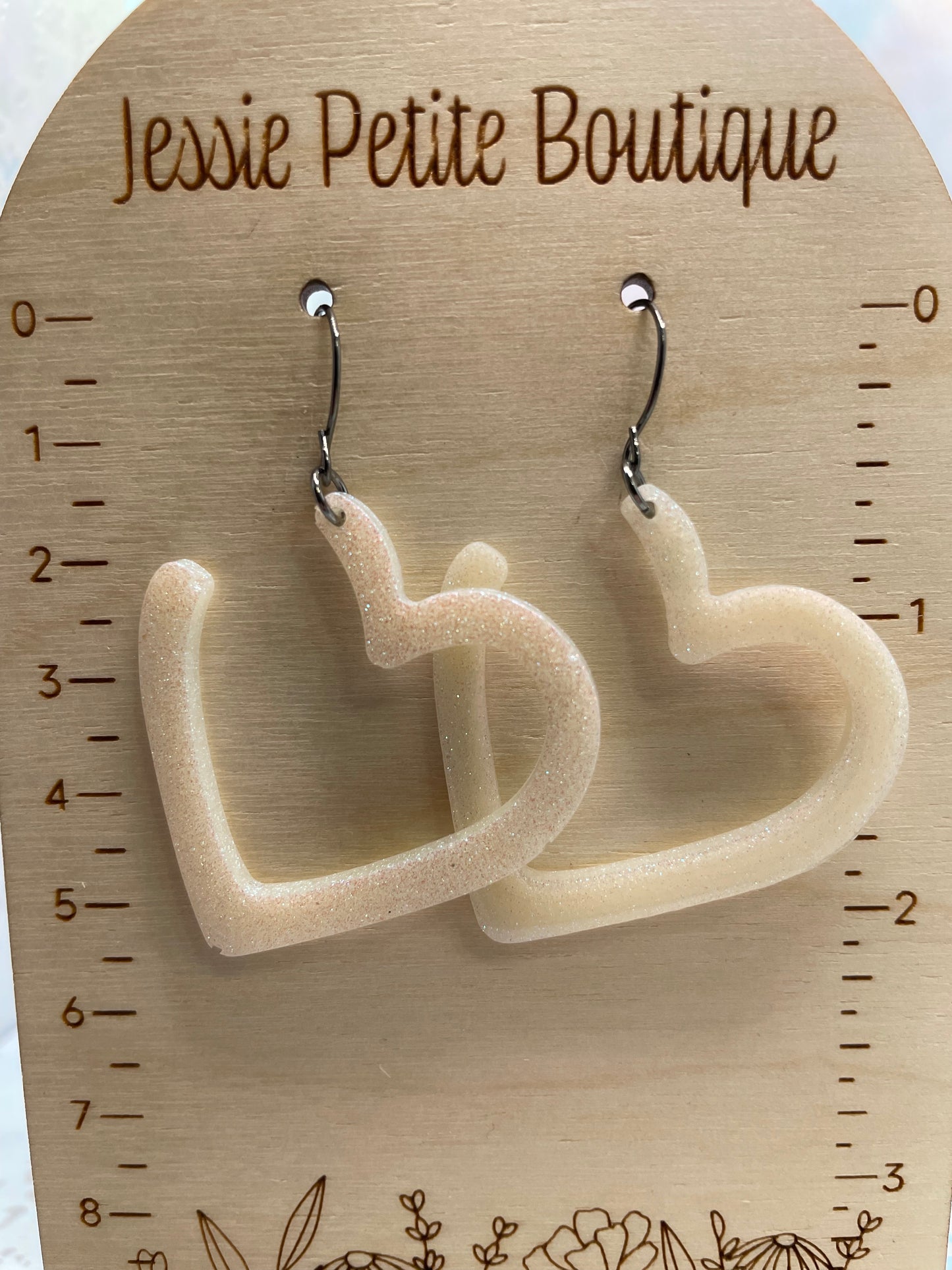 Grosses Boucles d'oreilles cœur blanc scintillant pendant