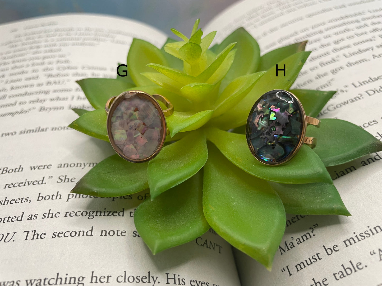 Oval Floral & Shell Rings – Rose Gold Stainless Steel (Adjustable)