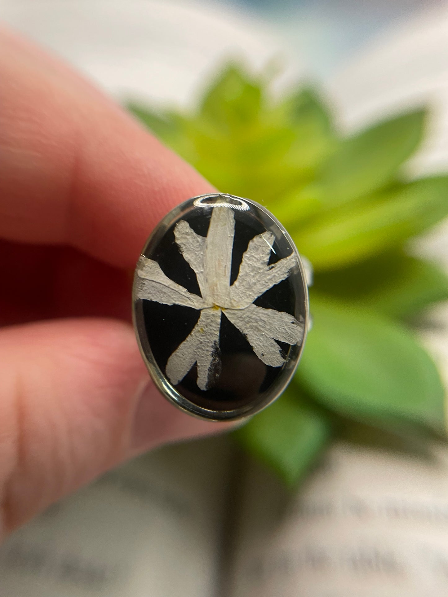 Oval Floral Rings – Silver Stainless Steel (Adjustable)