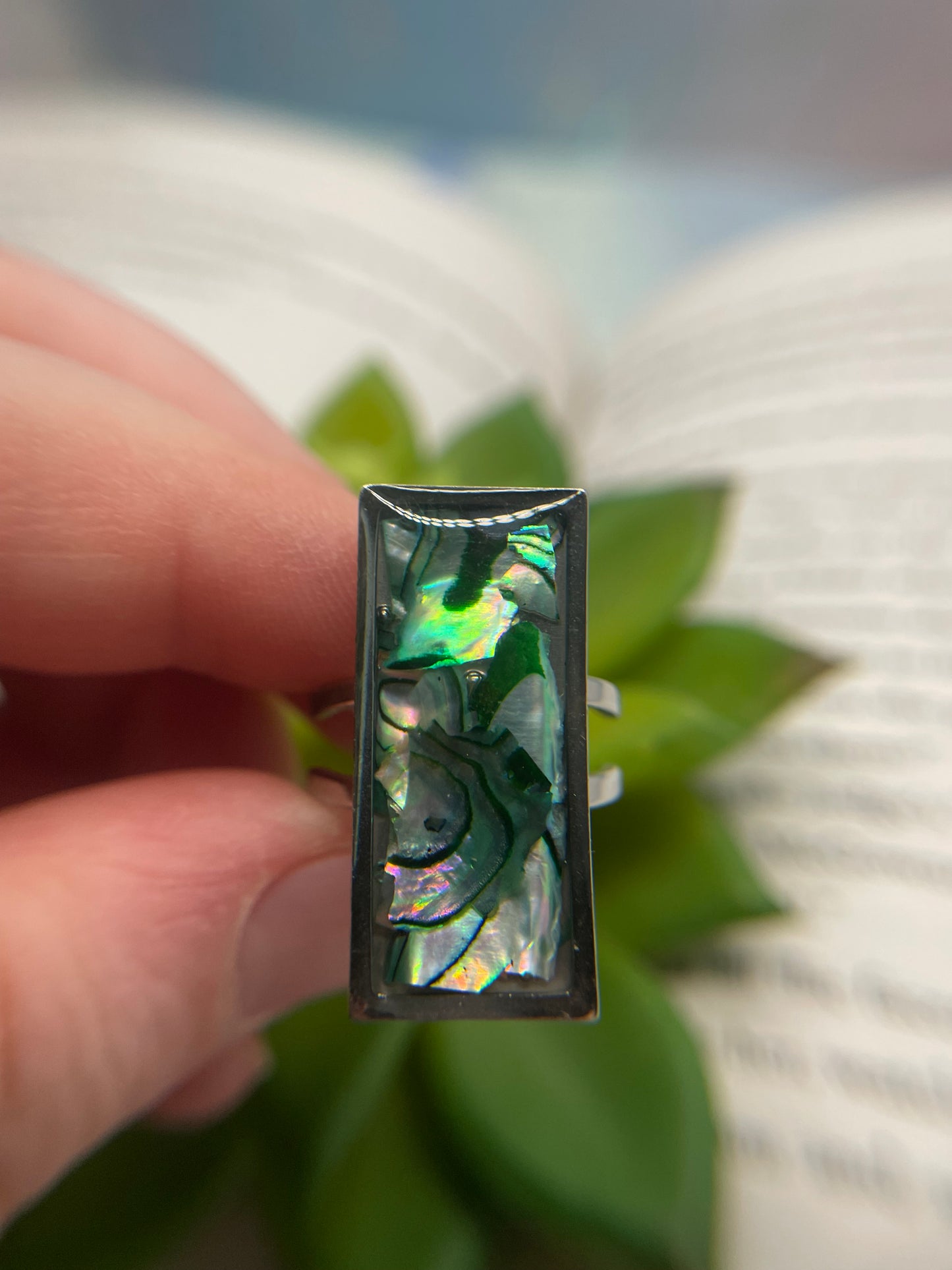 Rectangular Shell Rings – Silver Stainless Steel (Adjustable)